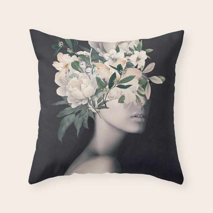 WOMAN WITH FLOWERS 23 Throw Pillow Gallery Image 1