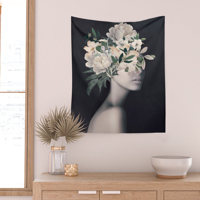 WOMAN WITH FLOWERS 23 Wall Tapestry Gallery Image 2