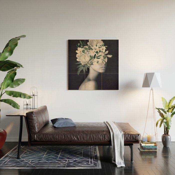 WOMAN WITH FLOWERS 23 Wood Wall Art Gallery Image 2
