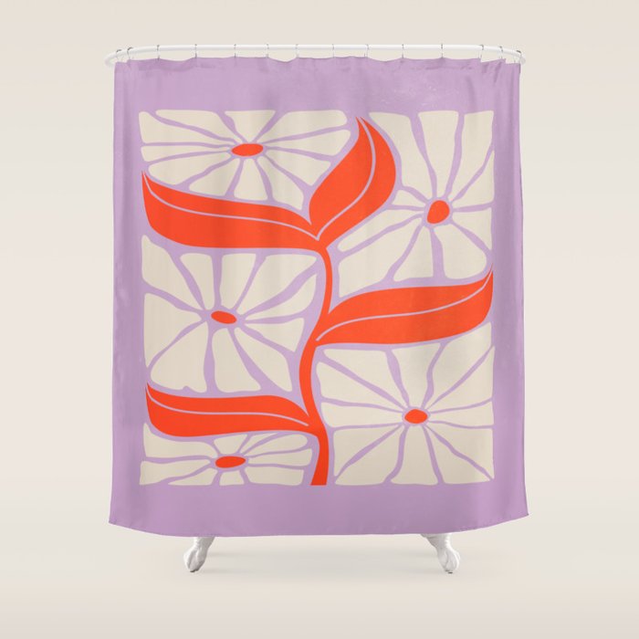 Plum & Flamingo: Les Fleurs | Flower Market Color Series 06 Shower Curtain Gallery Image 1