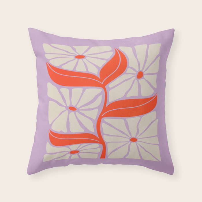 Plum & Flamingo: Les Fleurs | Flower Market Color Series 06 Throw Pillow Gallery Image 1