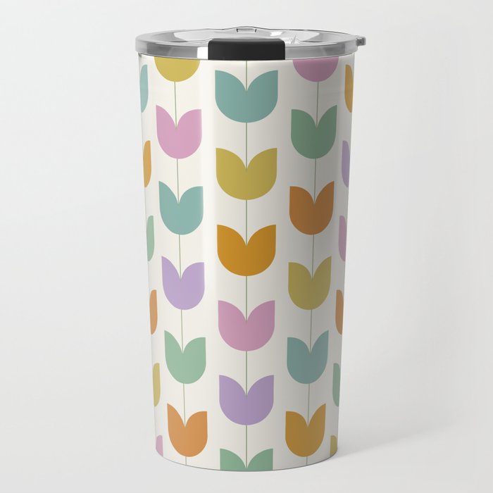Spring Tulips X Rainbow Mid Century Flowers Travel Mug Gallery Image 1