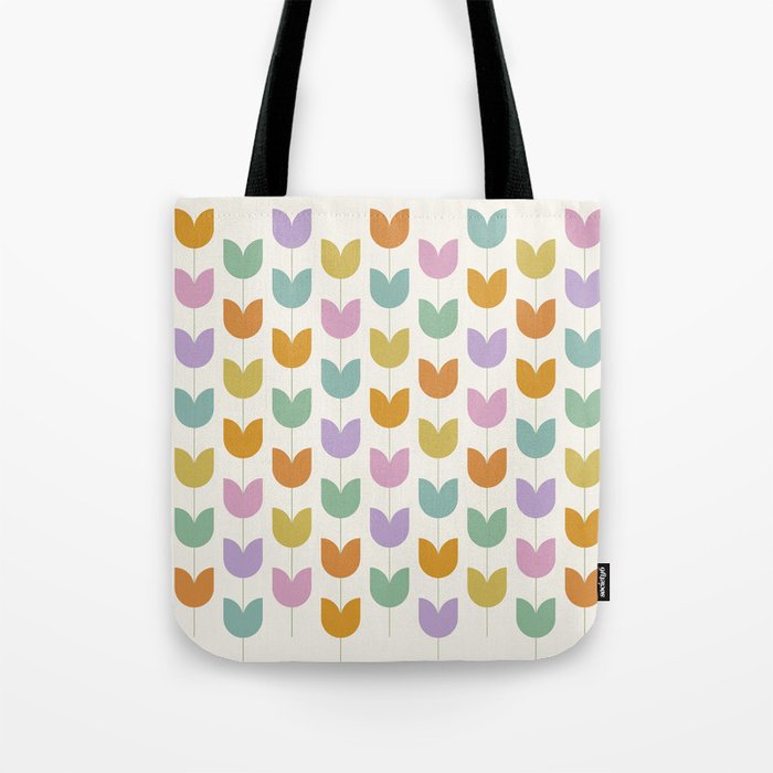 Spring Tulips X Rainbow Mid Century Flowers Tote Bag Gallery Image 1