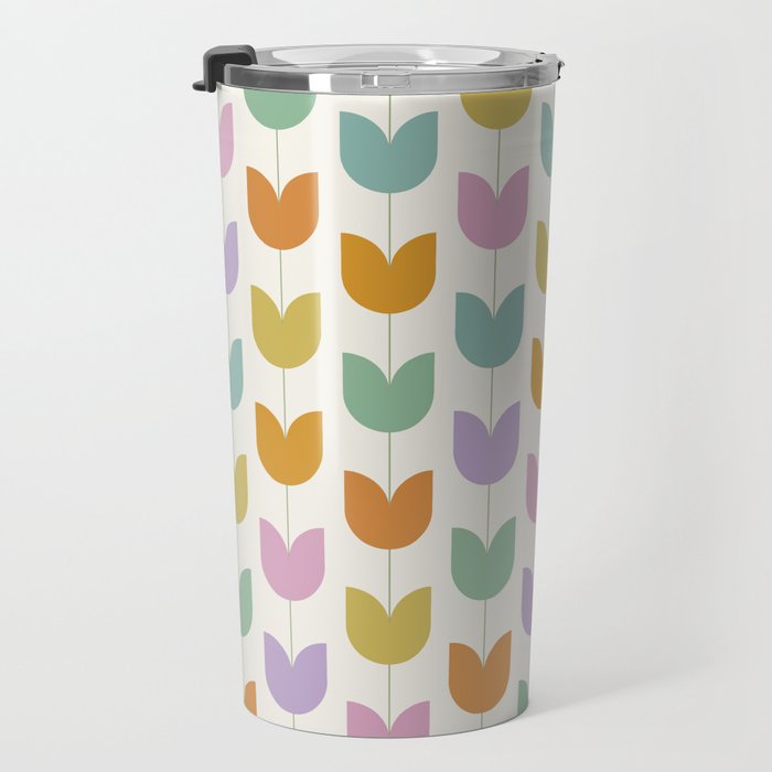 Spring Tulips X Rainbow Mid Century Flowers Travel Mug Gallery Image 3