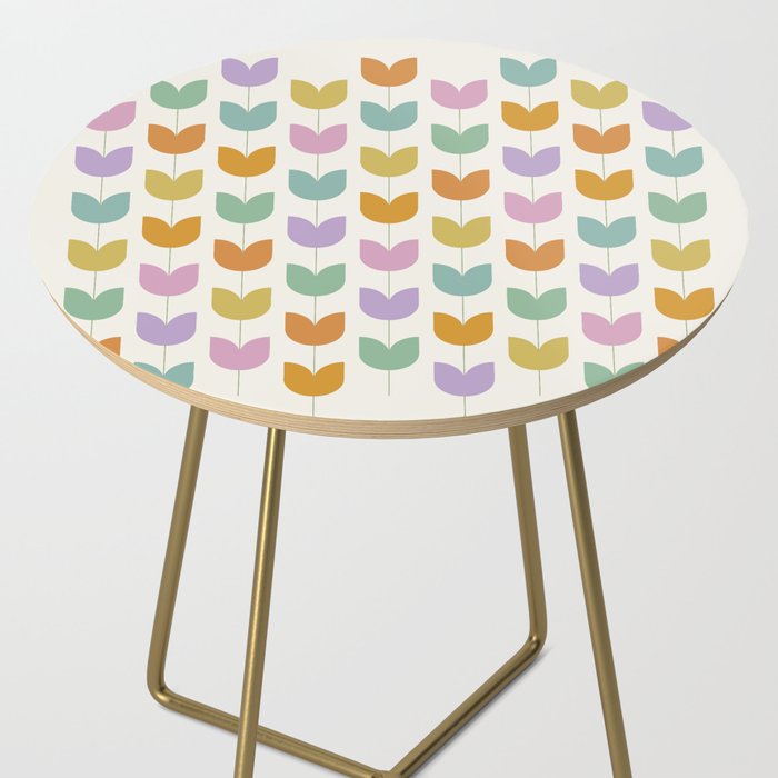 Spring Tulips X Rainbow Mid Century Flowers Side Table Gallery Image 2