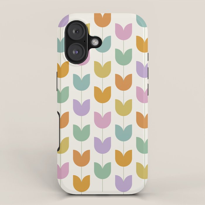 Spring Tulips X Rainbow Mid Century Flowers iPhone Case Gallery Image 1