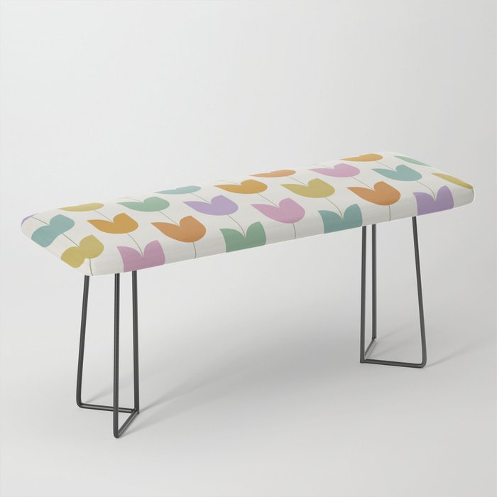 Spring Tulips X Rainbow Mid Century Flowers Bench Gallery Image 1