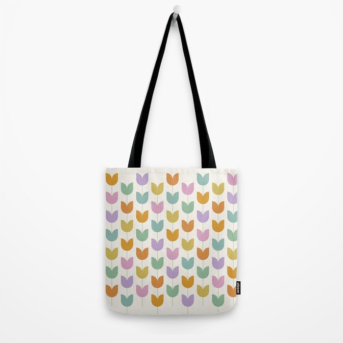 Spring Tulips X Rainbow Mid Century Flowers Tote Bag Gallery Image 2