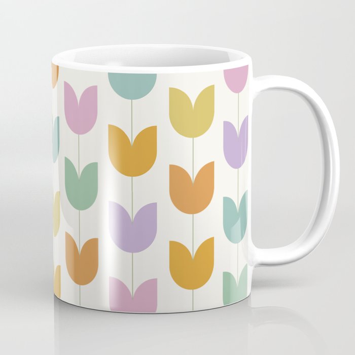 Spring Tulips X Rainbow Mid Century Flowers Coffee Mug Gallery Image 1