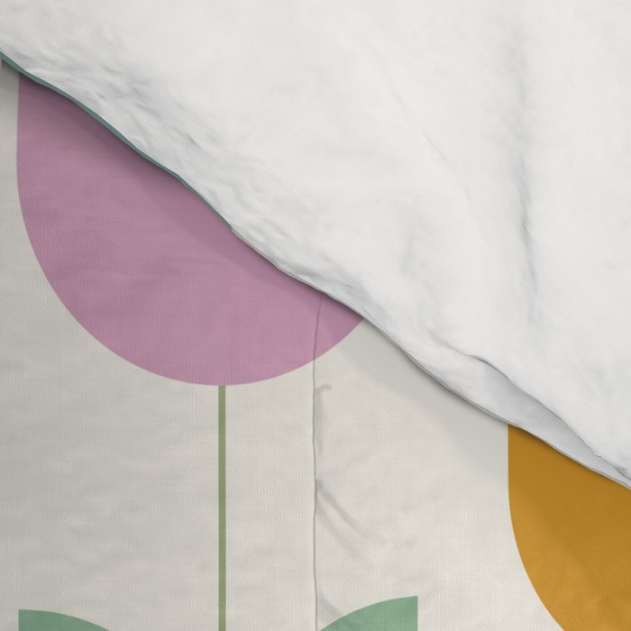 Spring Tulips X Rainbow Mid Century Flowers Comforter Gallery Image 4