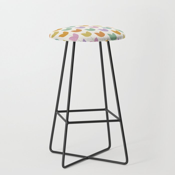 Spring Tulips X Rainbow Mid Century Flowers Stool Gallery Image 1