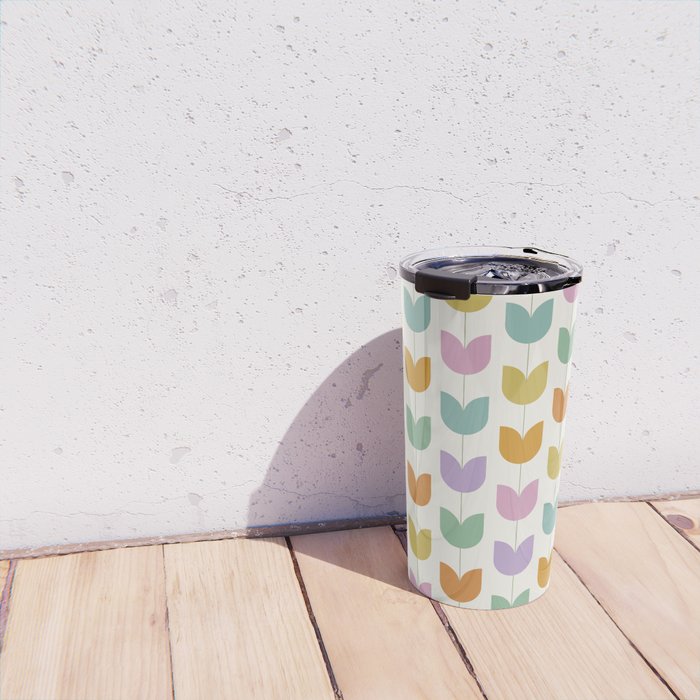 Spring Tulips X Rainbow Mid Century Flowers Travel Mug Gallery Image 4