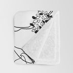 Black Floral Pattern On White Background Throw Blanket Gallery Image 3