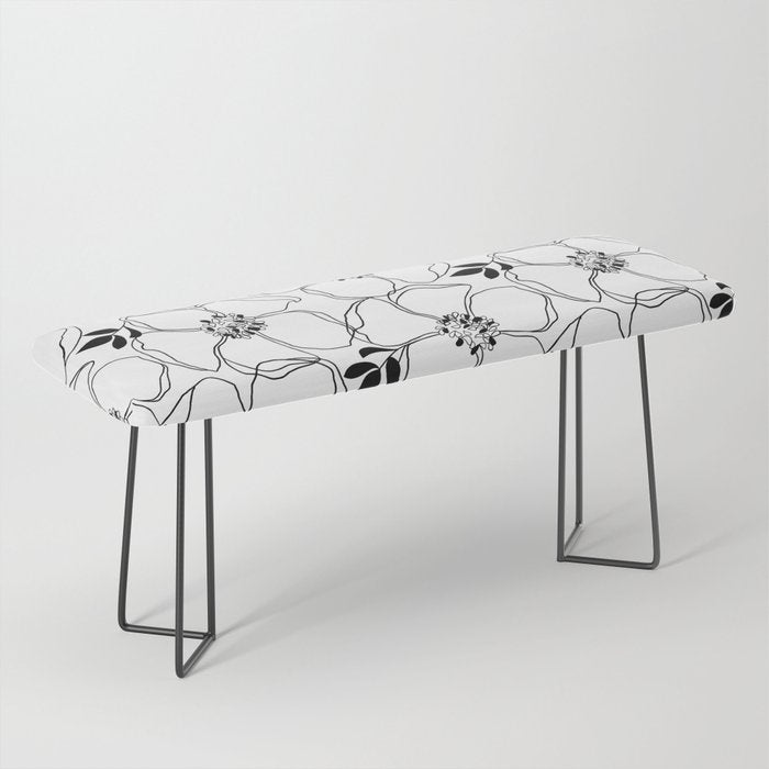 Black Floral Pattern On White Background Bench Gallery Image 1