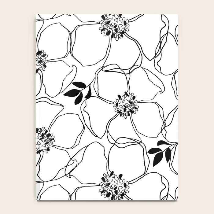 Black Floral Pattern On White Background Notebook Gallery Image 4