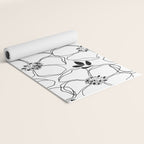 Black Floral Pattern On White Background Yoga Mat Gallery Image 2