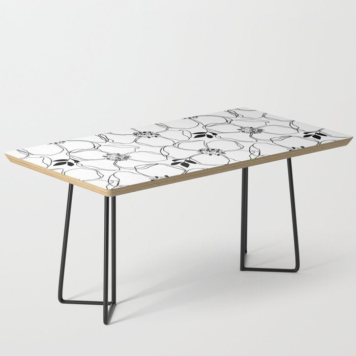 Black Floral Pattern On White Background Coffee Table Gallery Image 1