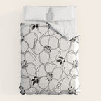 Black Floral Pattern On White Background Comforter Gallery Image 6