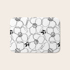 Black Floral Pattern On White Background Bath Mat Gallery Image 1