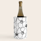 Black Floral Pattern On White Background Wine Chiller Gallery Image 1