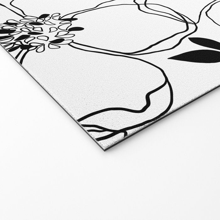 Black Floral Pattern On White Background Welcome Mat Gallery Image 2
