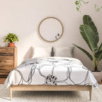 Black Floral Pattern On White Background Comforter Gallery Image 3