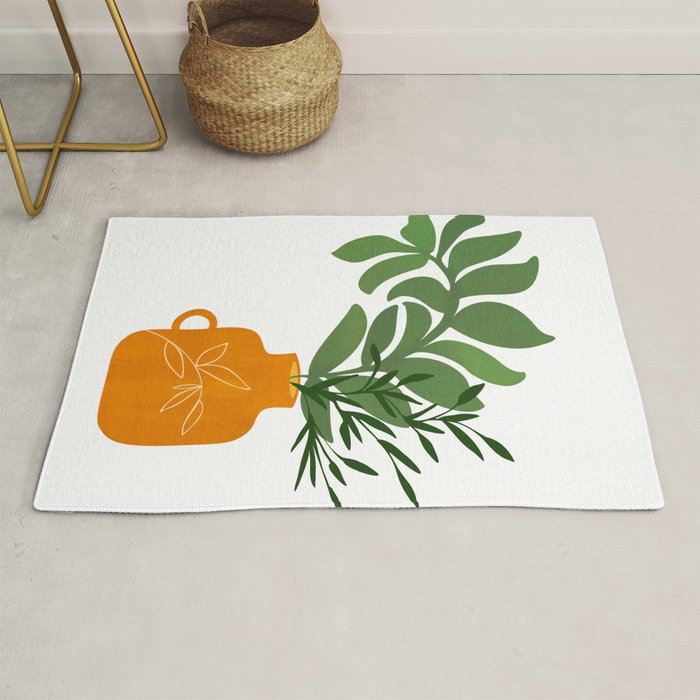 Boho Bouquet Vintage Botanical Illustration Rug Gallery Image 1