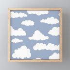 Sunny Summer Sky: White Cartoon Clouds in a Blue Sky Pattern Mini Art Print Gallery Image 1