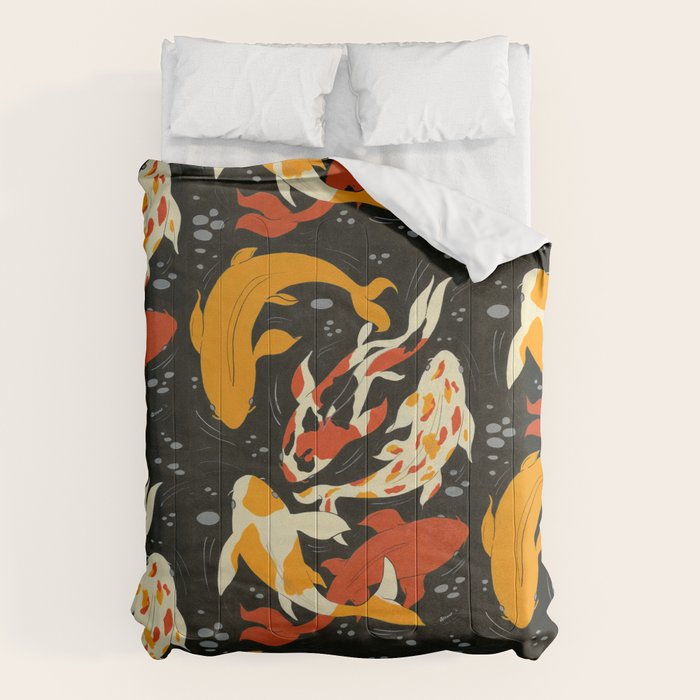 Koi in Black Water Comforter Gallery Image 1