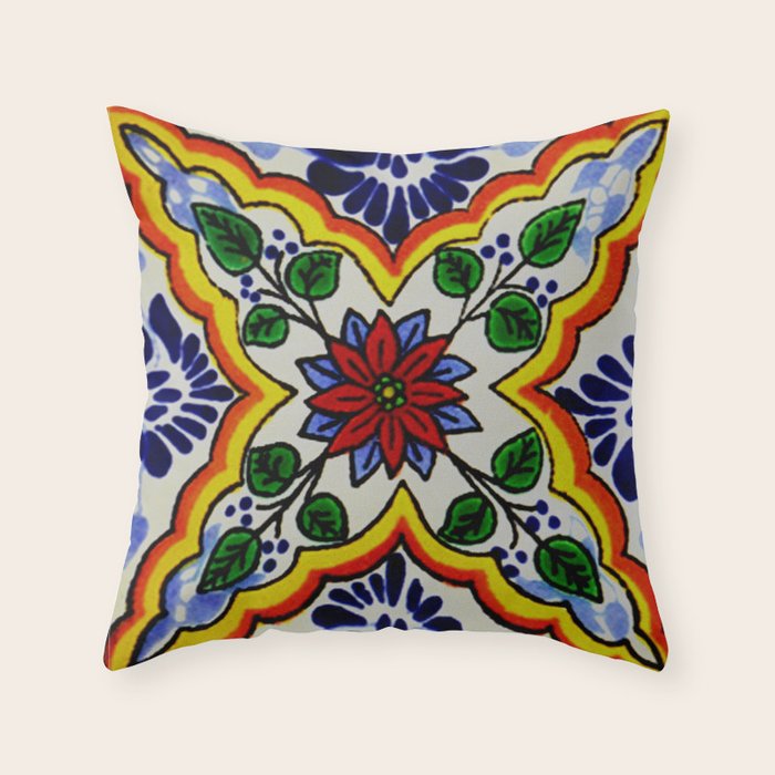 talaveramexican tile Throw Pillow Gallery Image 1