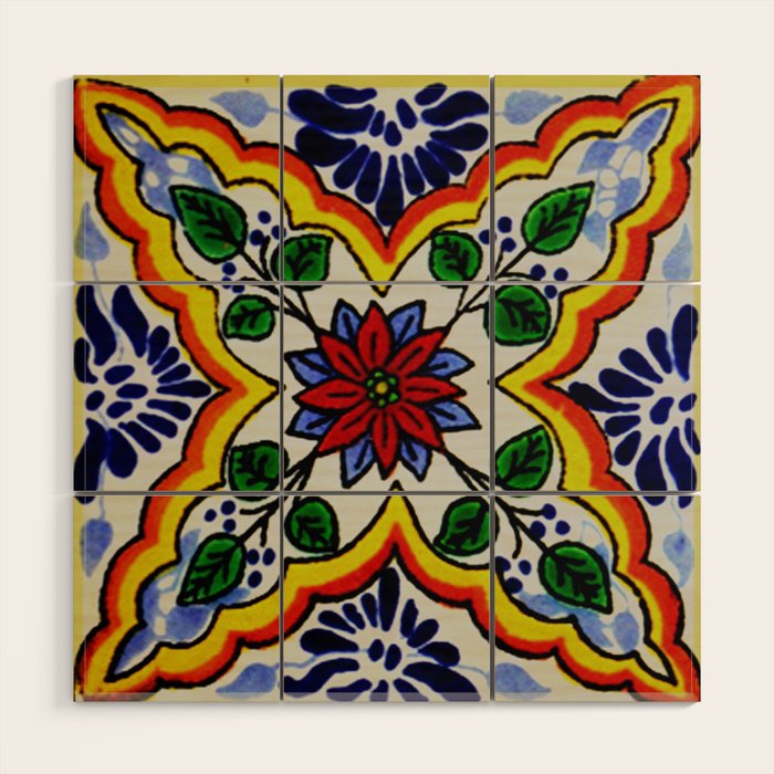 talaveramexican tile Wood Wall Art Gallery Image 1