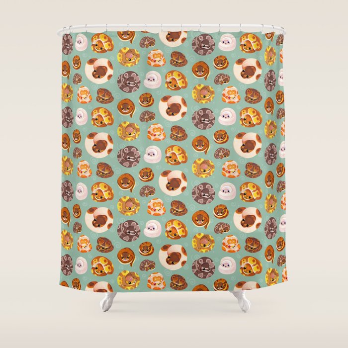 Shy ball pythons - green Shower Curtain Gallery Image 1