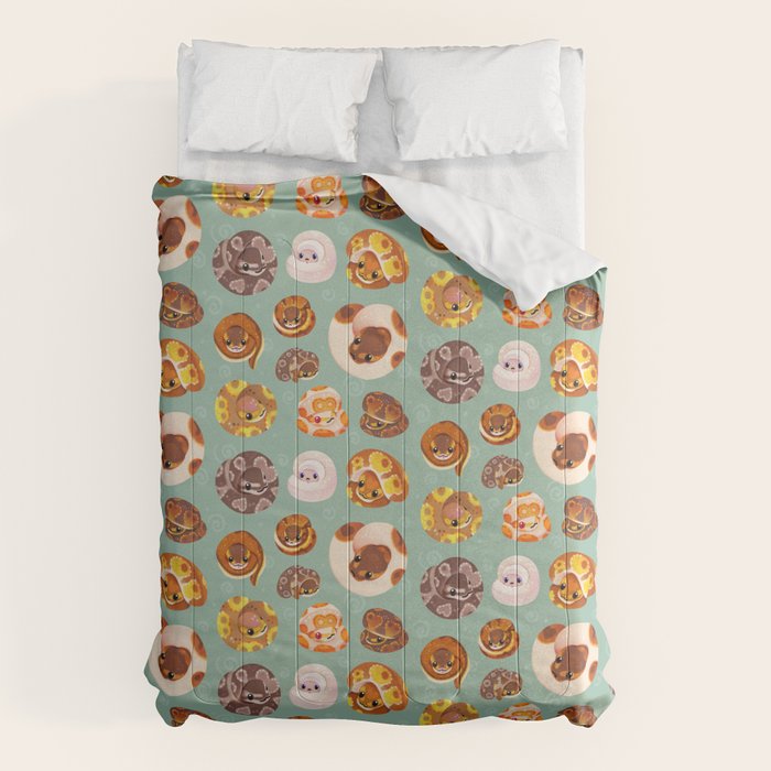 Shy ball pythons - green Comforter Gallery Image 6