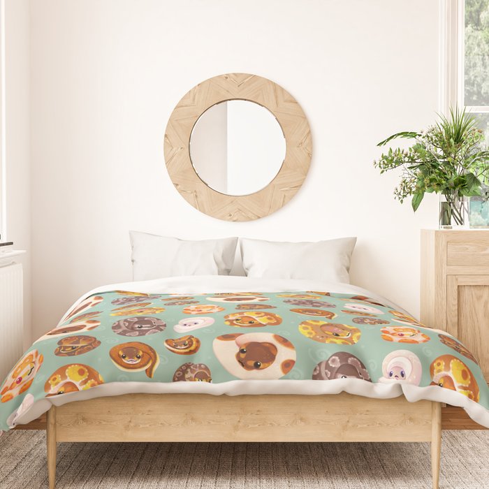 Shy ball pythons - green Duvet Cover Gallery Image 3