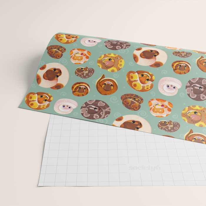 Shy ball pythons - green Wrapping Paper Gallery Image 2