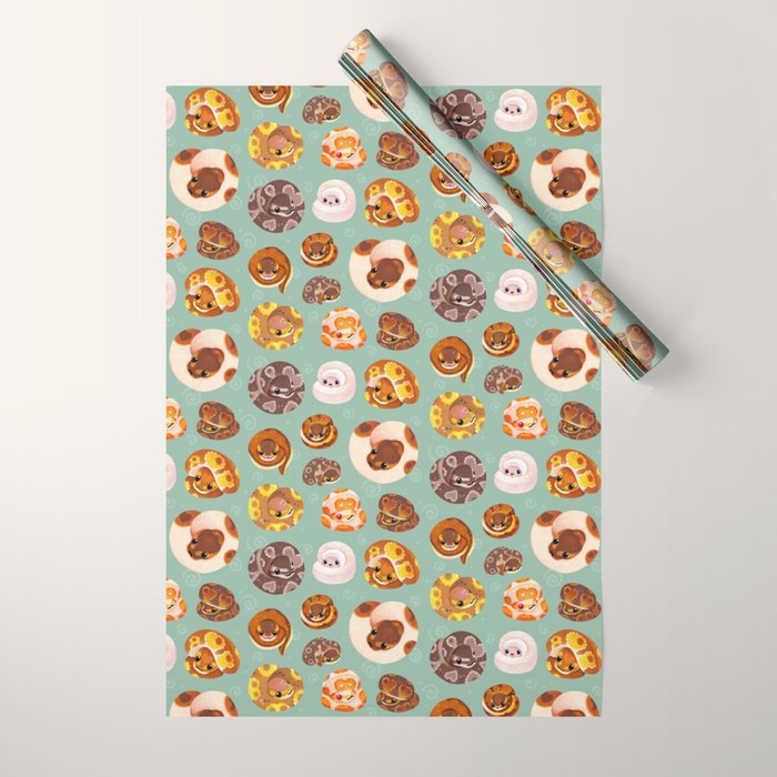 Shy ball pythons - green Wrapping Paper Gallery Image 1