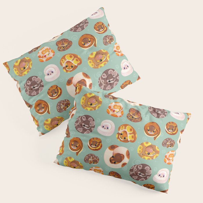 Shy ball pythons - green Pillow Sham Gallery Image 1