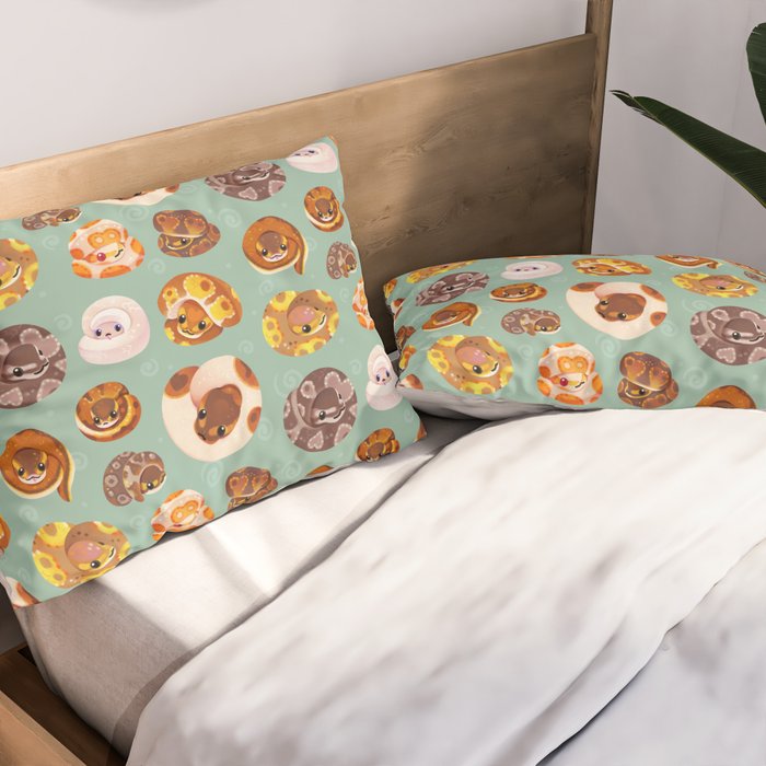 Shy ball pythons - green Pillow Sham Gallery Image 2