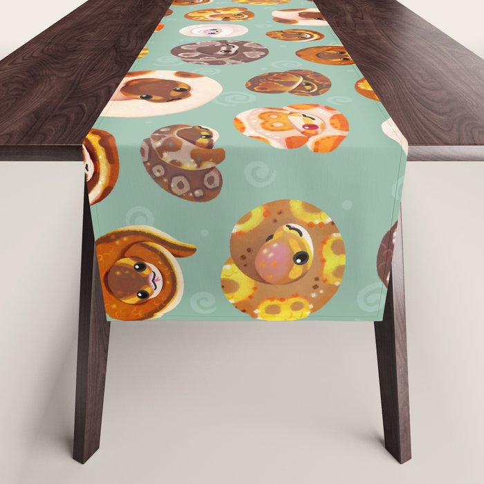Shy ball pythons - green Table Runner Gallery Image 1