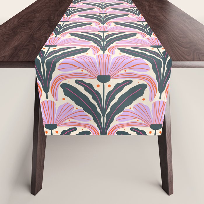 Modern flowers - violet and green Table Runner Gallery Image 1