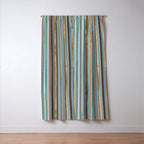Taupe, gold and teal stripes Window Curtain Gallery Image 3