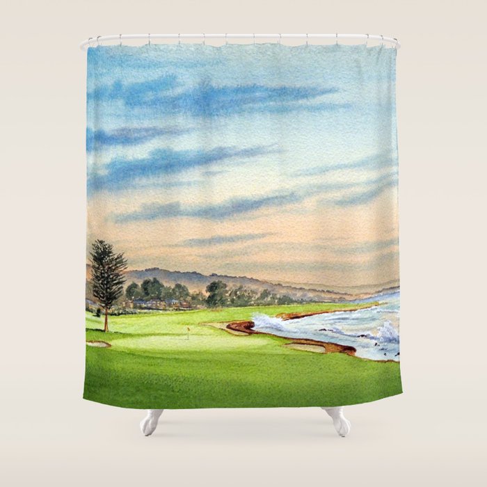 Pebble Beach Golf Course 18th Hole Shower Curtain Gallery Image 1