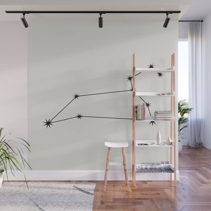 Leo Zodiac Star Constellation Line Art White Wall Mural Gallery Image 1