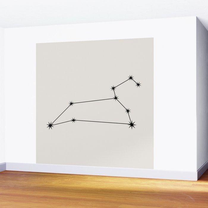 Leo Zodiac Star Constellation Line Art White Wall Mural Gallery Image 2