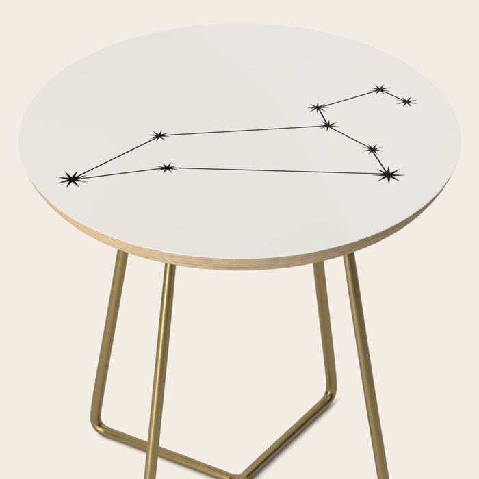 Leo Zodiac Star Constellation Line Art White Side Table Gallery Image 2