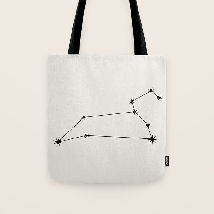 Leo Zodiac Star Constellation Line Art White Tote Bag Gallery Image 1