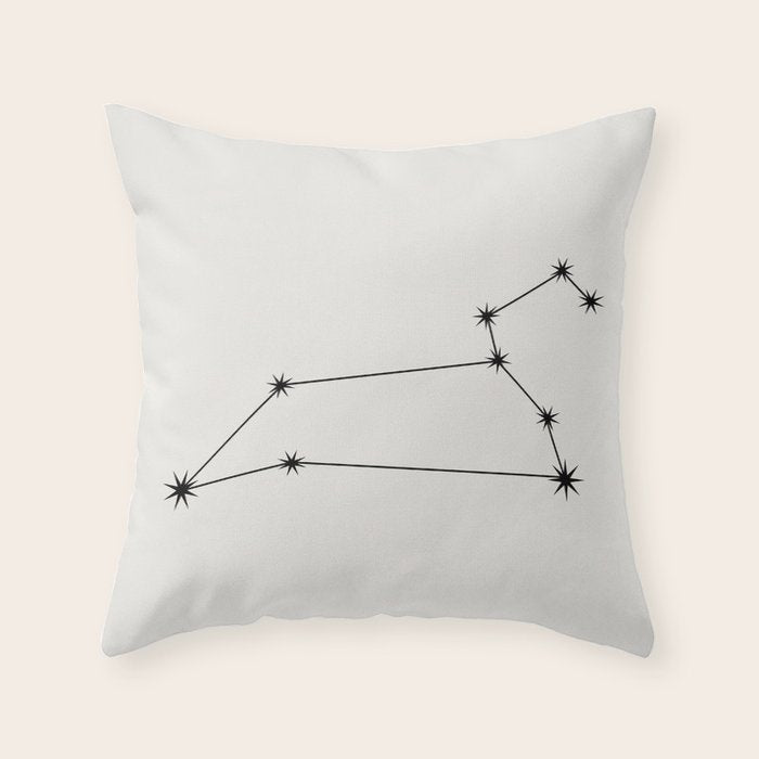Leo Zodiac Star Constellation Line Art White Throw Pillow Gallery Image 1