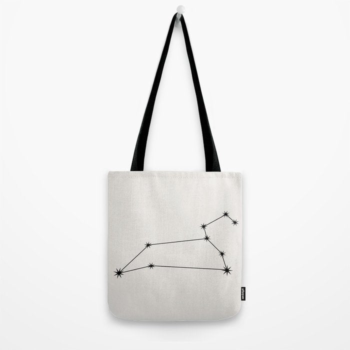 Leo Zodiac Star Constellation Line Art White Tote Bag Gallery Image 2