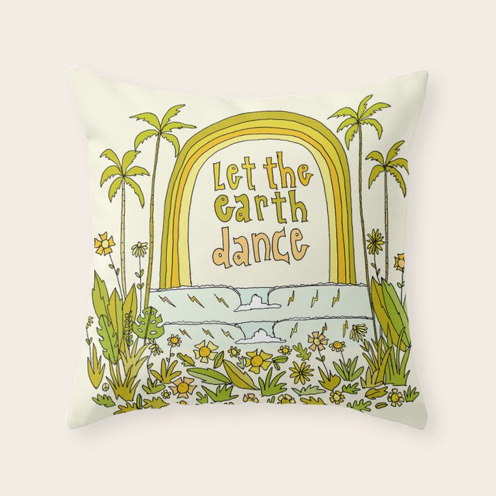 let the earth dance // retro surf art by surfy birdy Throw Pillow Gallery Image 6
