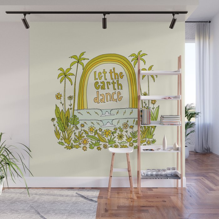 let the earth dance // retro surf art by surfy birdy Wall Mural Gallery Image 1